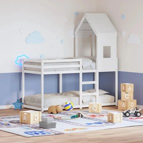 Οροφή Κρεβατιού Παιδική Λευκό 60x89x134,5 εκ. Μασίφ Ξύλο Πεύκου