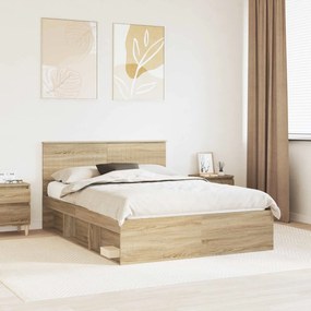 vidaXL Σκελετός Κρεβατιού Sonoma Δρυς 140 x 200 cm