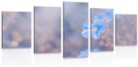 Εικόνα 5 μερών μπλε λουλούδια σε vintage φόντο