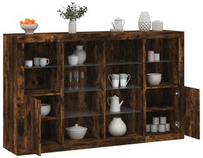 Ντουλάπια με Φώτα LED 3 τεμ. Καπνιστή Δρυς Επεξεργασμένο Ξύλο