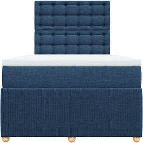 vidaXL Κρεβάτι Boxspring με Στρώμα Μπλε 120x190 εκ. Υφασμάτινο
