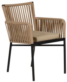 Πολυθρόνα Κήπου ArteLibre BLUENILE Μπεζ/Μαύρο Αλουμίνιο/Rattan 56x60x83cm-14840013