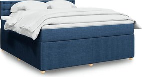 vidaXL Κρεβάτι Boxspring με Στρώμα Μπλε 180x200 εκ. Υφασμάτινο