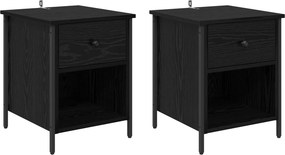 vidaXL Κομοδίνο 2 τμχ. Μαύρη Οξυά 40 x 42 x 50 cm Επεξεργασμένο Ξύλο