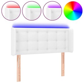 vidaXL Κεφαλάρι Κρεβατιού LED Λευκό 93x16x78/88εκ. από Συνθετικό Δέρμα