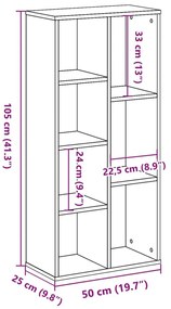 Βιβλιοθήκη Γκρι Sonoma 50x25x105 εκ. από Επεξεργ. Ξύλο - Γκρι