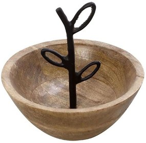 Διακοσμητικό Μπωλ FRI112 20x20x17cm Brown-Black Espiel Metal,Wood