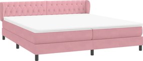 vidaXL Box Spring κρεβάτι με στρώματα ροζ 180x210 cm Βελούδινο