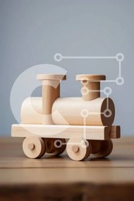 Intra Συλλεκτικό Ξύλινο Παζλ Plywood  4mm - Γοητευτικό ξύλινο τρένο παιχνιδιών στο τραπέζι Σε Ξύλινο Κουτί - Διαστάσεις: 10x10 cm – 25 κομμάτια