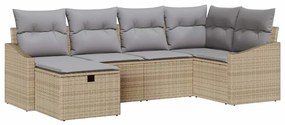 vidaXL Σετ Καναπέ 6 pcs Μπέζ και Ανοιχτό Γκρι συνθετικό ρατάν