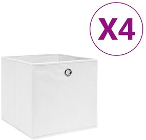vidaXL Κουτιά Αποθήκευσης 4 τεμ. Λευκά 28x28x28 εκ. Ύφασμα Non-woven