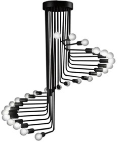 01024 GloboStar® STAIRS 01024 Μοντέρνο Φωτιστικό Οροφής Πλέγμα Πολύφωτο 26 x E27 IP20 Μαύρο Μέταλλο - Μ80 x Π80 x Υ95cm