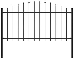 vidaXL Κάγκελα Περίφραξης με Λόγχες Μαύρα (1,25-1,5) x 1,7 μ. Ατσάλινα