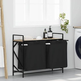 vidaXL Καλάθι Απλύτων με 2 Θέσεις και Ράφι από Ξύλο Sonoma Δρυς