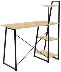 Γραφείο εργασίας Deckstor pakoworld με ραφιέρα σε oak απόχρωση με πόδι μαύρο μέταλλο 102x50x117εκ