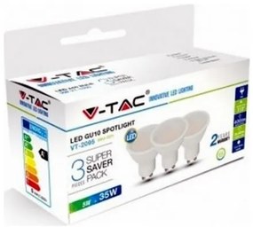 V-TAC Σποτ LED GU10 SMD 4.5W 230V 110° 400lm IP20 Άσπρο Σώμα Milky Cover Ψυχρό Λευκό 3τμχ. 217271