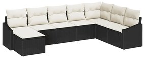 vidaXL Σετ Καναπέ Κήπου 8 pcs Μαύρο Πολυ ράταν