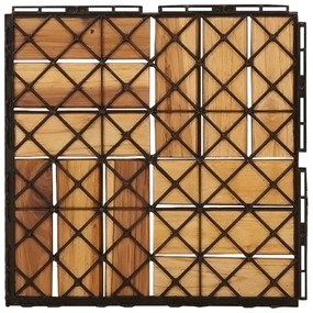 Πλακάκια Deck 10 τεμ. 30 x 30 εκ. από Μασίφ Ξύλο Teak - Καφέ