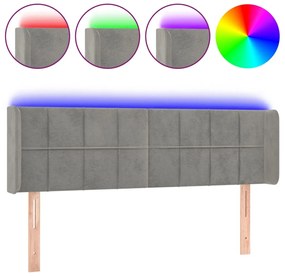 Κεφαλάρι Κρεβατιού LED Ανοιχτό Γκρι 147x16x78/88 εκ. Βελούδινο 3123284