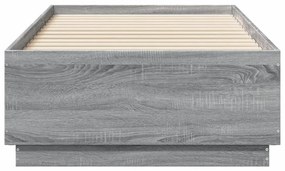 vidaXL Πλαίσιο Κρεβατιού με LED Γκρι Sonoma 75x190 εκ. Επεξεργ. Ξύλο