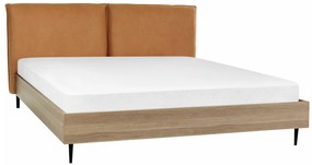 Κρεβάτι Berwyn 1674, Διπλό, Ανοιχτό καφέ, 180x200, Ινοσανίδες μέσης πυκνότητας, Οικολογικό δέρμα, Τάβλες για Κρεβάτι, 201x215x103cm, 43 kg