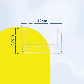 Κρεμαστό Μεταλλικό Ράφι 32x19x17cm Άσπρο ή Μαύρο - Άσπρο