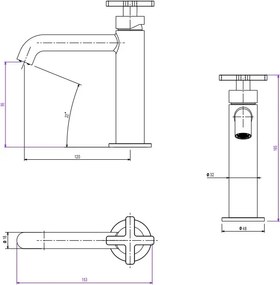 Μπαταρία νιπτήρα με βαλβίδα Εlle Cross La Torre-Mauro-brushed