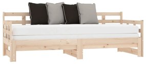 Καναπές Κρεβάτι Συρόμενος 2x(90x190) εκ. από Μασίφ Ξύλο Πεύκου - Καφέ