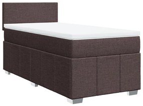 Κρεβάτι Boxspring με Στρώμα Σκούρο Καφέ 80x200 εκ. Υφασμάτινο - Καφέ