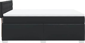 vidaXL Κρεβάτι Boxspring με Στρώμα Μαύρο 160x200εκ.από Συνθετικό Δέρμα