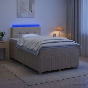 vidaXL Κρεβάτι box spring με στρώμα Κρεμ 120 x 190 cm Ύφασμα