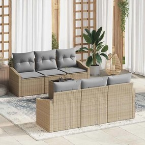vidaXL Σετ Κήπου 7 Τεμαχίων με Μαξιλάρια σε Μπεζ Χρώμα