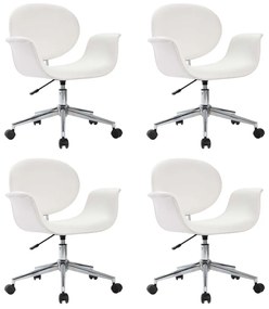 Καρέκλες Τραπεζαρίας Περιστρεφόμενες 4 τεμ. Λευκές Δερματίνη - Λευκό
