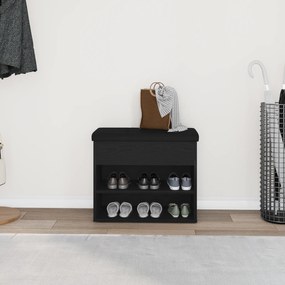 vidaXL Παγκάκι Αποθήκευσης Μαύρο Δρυς 60x30x48 εκ. Επεξεργασμένο Ξύλο