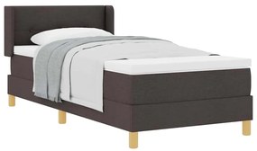 vidaXL Κρεβάτι με ελατήρια Σκούρο καφέ και άσπρο 90 x 200 cm ύφασμα