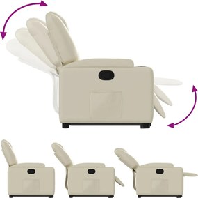 vidaXL Πολυθρόνα Ανακλινόμενη με Ανύψωση Κρεμ από Συνθετικό Δέρμα