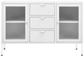 vidaXL Μπουφές Λευκός 105 x 35 x 70 εκ. από Ατσάλι και Ψημένο Γυαλί