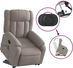 vidaXL Πολυθρόνα Μασάζ Ανακλινόμενη με Ανύψωση Taupe Υφασμάτινη