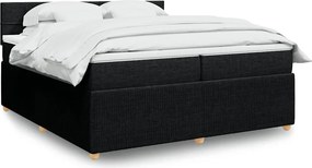 vidaXL Κρεβάτι Boxspring με Στρώμα Μαύρο 200x200 εκ. Υφασμάτινο