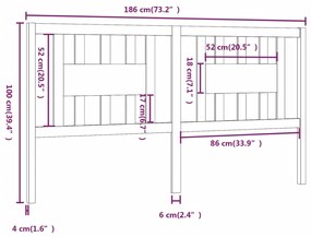 vidaXL Κεφαλάρι Κρεβατιού Μαύρο 186 x 4 x 100 εκ. Μασίφ Ξύλο Πεύκου