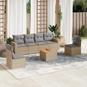 vidaXL Patio Sofa Set 7-θέσια Μίξη μπεζ και ανοιχτό γκρι