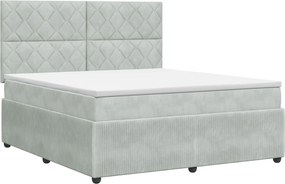 vidaXL Κρεβάτι box spring με στρώμα Ανοιχτό γκρι 180 x 200 cm Βελούδο