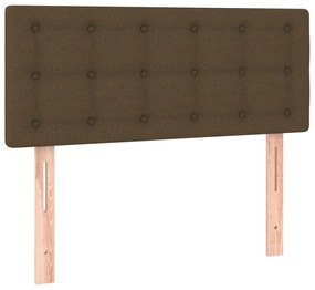 vidaXL Κρεβάτι Boxspring με Στρώμα &amp; LED Σκ.Καφέ 100x200 εκ Υφασμάτινο