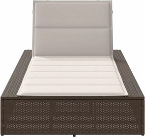 vidaXL Ξαπλώστρα με πλωτό μαξιλάρι Brown Poly Rattan