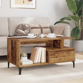 vidaXL Τραπεζάκι σαλονιού with Drawer Παλαιό ξύλο 90 x 49 x 45 εκ