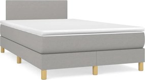 vidaXL Κρεβάτι Boxspring με Στρώμα Ανοιχτό Γκρι 120x200 εκ. Υφασμάτινο