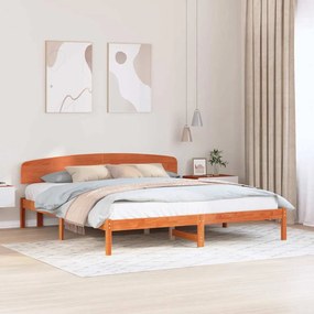 vidaXL Κρεβάτι με Κεφαλάρι Καφέ 200x200 εκ. Μασίφ Ξύλο Πεύκου