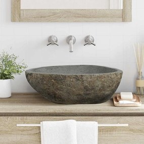 vidaXL Λεκάνη Ανοιχτό γκρι (46-52) x (35-40) x 15 εκ. Πέτρα Ποταμού