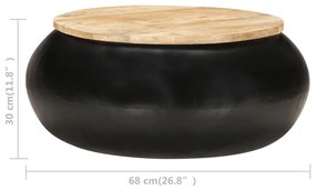 vidaXL Τραπεζάκι Σαλονιού Μαύρο 68 x 68 x 30 εκ. από Μασίφ Ξύλο Μάνγκο