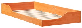 vidaXL Κρεβάτι δαπέδου Καφέ κεριού 100 x 200 cm Συμπαγές ξύλο πεύκου